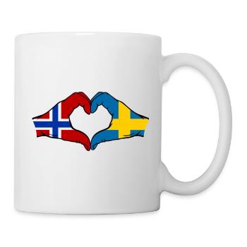 Drapeau Norvège-Suède Mains de cœur - Mug blanc - blanc - Droite
