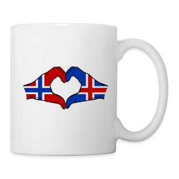 Norwegen Island Flagge Hände Herz - Tasse - Weiß - Rechts