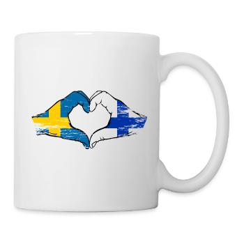 Mains en forme de cœur du drapeau Suède-Finlande utilisées - Mug blanc - blanc - Droite