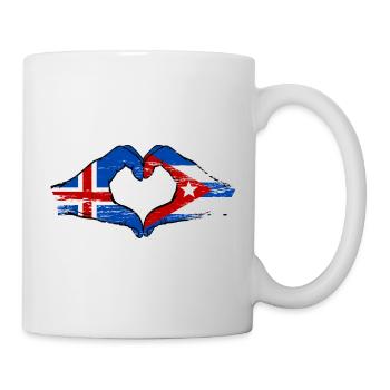 Iceland Cuba Flag Hands Heart - Mug - white - Right