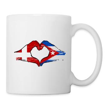 Dänemark Kuba Flagge Hände Herz - Tasse - Weiß - Rechts