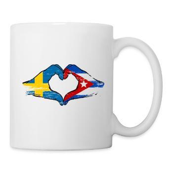 Schweden Kuba Flagge Herz Hände used - Tasse - Weiß - Rechts