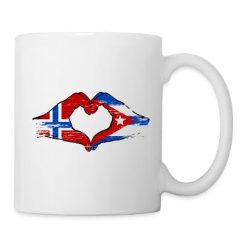 Drapeau de la Norvège, Cuba, mains de cœur - Mug blanc - blanc - Droite