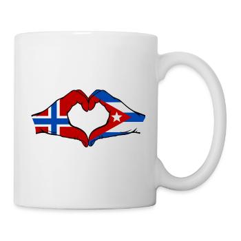 Drapeau de la Norvège, Cuba, mains de cœur - Mug blanc - blanc - Droite