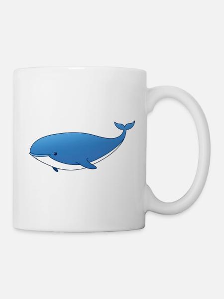 Blauer Wal Cartoon - Tasse - Weiß