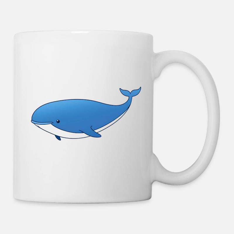 Blauer Wal Cartoon - Tasse - Weiß