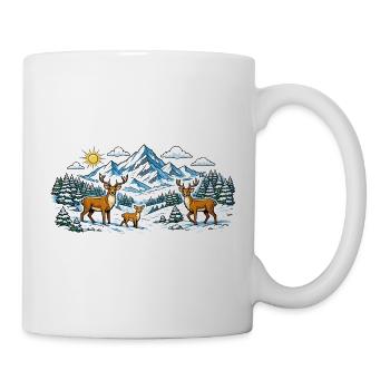 Berge Wald Reh Panorama - Tasse - Weiß - Rechts