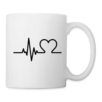 Heartbeat with Heart – Love & Life Symbol - Mug - white - Right