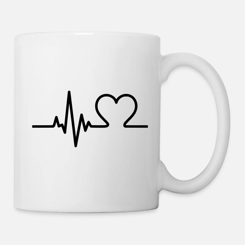 Herzschlag mit Herz – Liebe & Leben Symbol - Tasse - Weiß