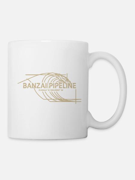 Banzai Pipeline Surf Wave Art - Mug - white