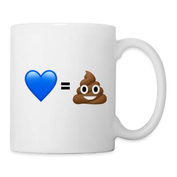 AfD ist Kacke - 💙 = 💩 (Bright Design) - Tasse - Weiß - Rechts