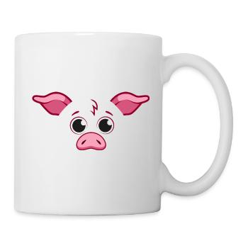 Süßes Schweinegesicht minimalistische rosa Tierkunst - Tasse - Weiß - Rechts