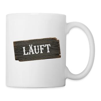 Läuft – minimalistisches Handwerker Statement - Tasse - Weiß - Rechts