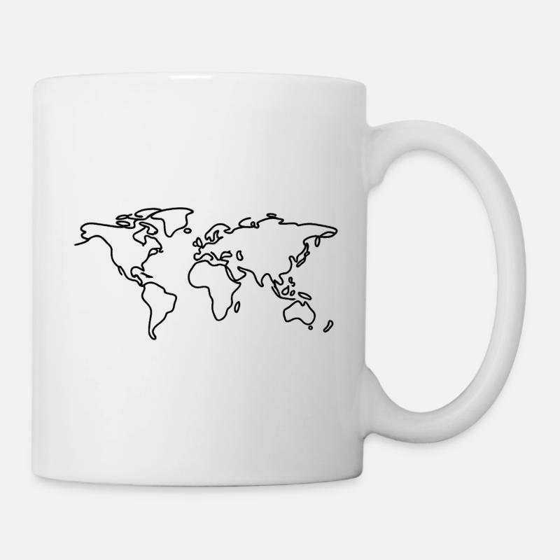 World Map Line Art - Mug - white
