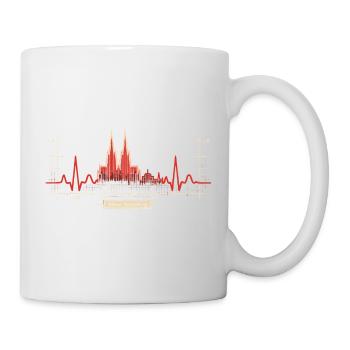 Cologne Skyline Heartbeat Dom Kölsch Love Geschen - Mug - white - Right