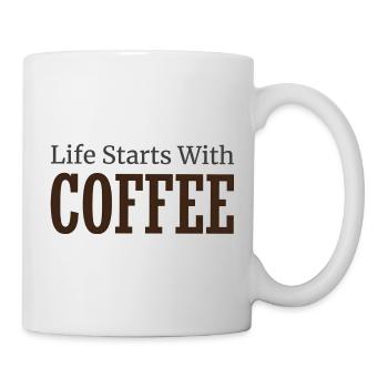 Life Starts With Coffee - Coffee Lover Saying - Mug - white - Right