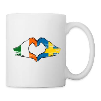 Irlande Drapeau Suède Mains en forme de cœur - Mug blanc - blanc - Droite
