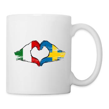 Italy Sweden Flag Hands Heart Shape Used - Mug - white - Right