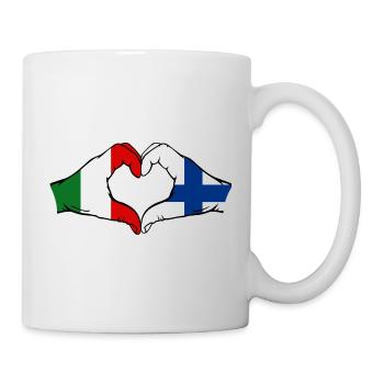 Italie Drapeau Finlande Mains Forme de cœur - Mug blanc - blanc - Droite