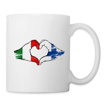 Italy Finland Flag Hands Heart Shape Used - Mug - white - Right