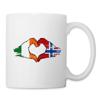 Mains du drapeau de l’Irlande et de la Norvège en forme de cœur utilisées - Mug blanc - blanc - Droite