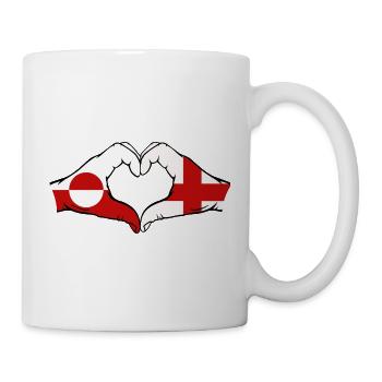 Drapeau du Groenland Angleterre Mains Forme de cœur - Mug blanc - blanc - Droite