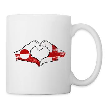 Drapeau du Groenland Angleterre mains en forme de cœur utilisée - Mug blanc - blanc - Droite
