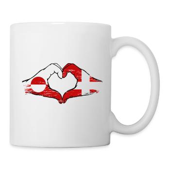 Mains du drapeau du Groenland, Danemark, forme de cœur utilisée - Mug blanc - blanc - Droite