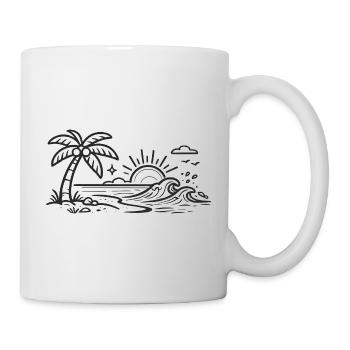 Tropenpalmenwellen-Linienkunst - Tasse - Weiß - Rechts