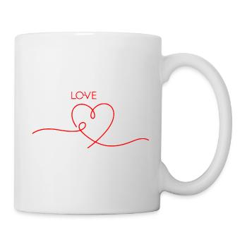 Love Line Art Herz - Du bist mein roter Faden - Tasse - Weiß - Rechts