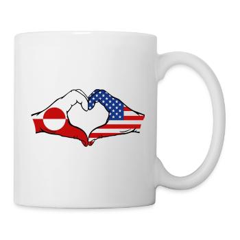 Drapeau des États-Unis Mains Forme de cœur - Mug blanc - blanc - Droite