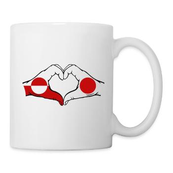 Drapeau du Groenland Japon Mains Forme de cœur - Mug blanc - blanc - Droite