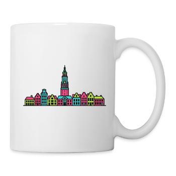 Groningen City Skyline Martinitoren Line Art - Mug - white - Right