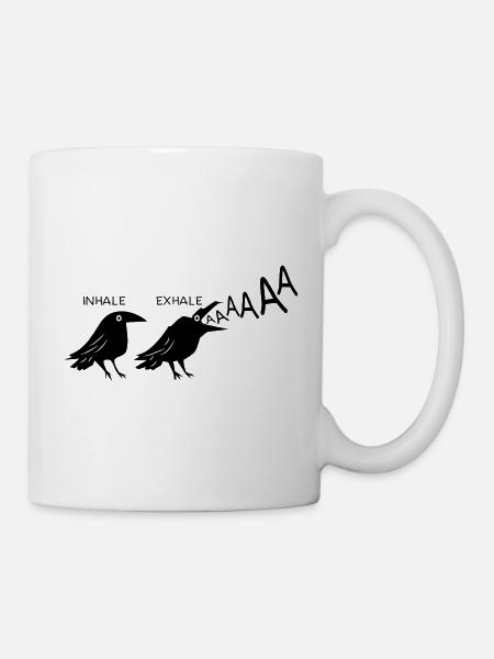 Lustiger Schwarzer Rabe Inhale Exhale Gothic Punk - Tasse - Weiß