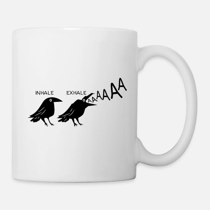 Lustiger Schwarzer Rabe Inhale Exhale Gothic Punk - Tasse - Weiß