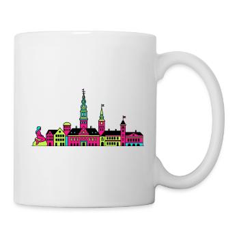 Kopenhagener Stadtsilhouette Meerjungfrauenkunst - Tasse - Weiß - Rechts