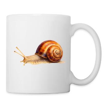 Zeitlos langsam – Detailreiche Schnecke - Tasse - Weiß - Rechts