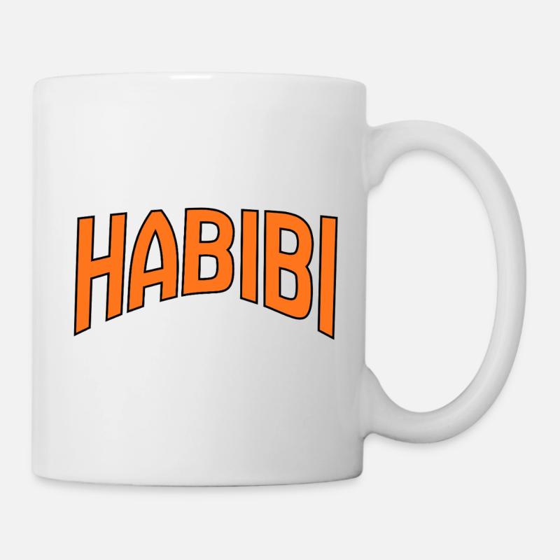 Imprimé de lettrage courbe Habibi - Mug blanc - blanc