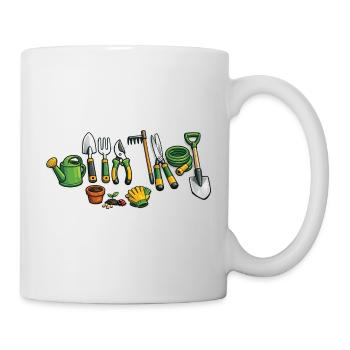 Cartoon Gartenwerkzeuge – Lustiges Garten Design - Tasse - Weiß - Rechts
