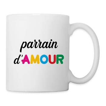 Parrain d’amour – coeur famille humour cadeau  - Mug blanc - blanc - Droite