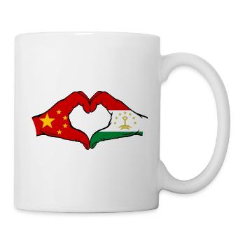 China Tajikistan Flag Hands Heart Shape Used - Mug - white - Right