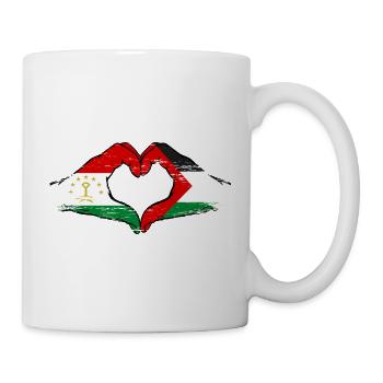 Tadschikistan_Palästina_Flagge_Hände_Herzform - Mug blanc - blanc - Droite