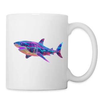 Cyber Hai: Futuristische Synthwave Ocean Art - Tasse - Weiß - Rechts