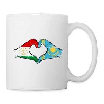 Tajikistan Kazakhstan Flag Hands Heart Shape - Mug - white - Right