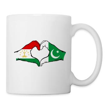 Tajikistan Pakistan Flag Heart Shape - Mug - white - Right