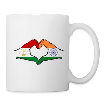 Tadschikistan_Indien_Flagge_Hände_Herzform - Mug blanc - blanc - Droite