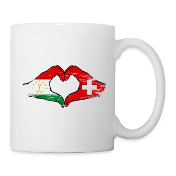 Cœur du drapeau suisse-tadjik utilisé - Mug blanc - blanc - Droite