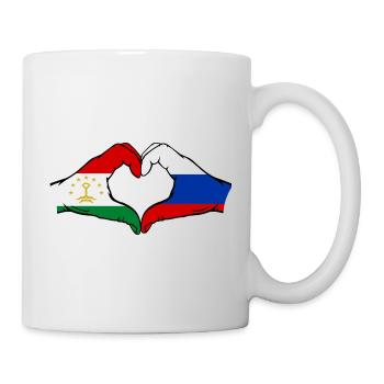 Drapeau du Tadjikistan Russie Mains Forme de cœur - Mug blanc - blanc - Droite