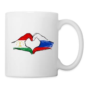 Tajikistan Russia Flag Hands Heart Shape Used - Mug - white - Right