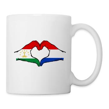Tajikistan Holland Flag Hands Heart Shape - Mug - white - Right